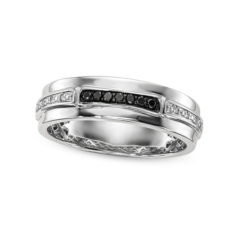 Image of ID 1 Mens 013 CT TW Enhanced Black and White Natural Diamond Row Band in Sterling Silver