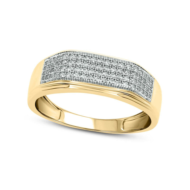 Image of ID 1 Men's 038 CT TW Natural Diamond Rectangular Wedding Band in Solid 14K Gold