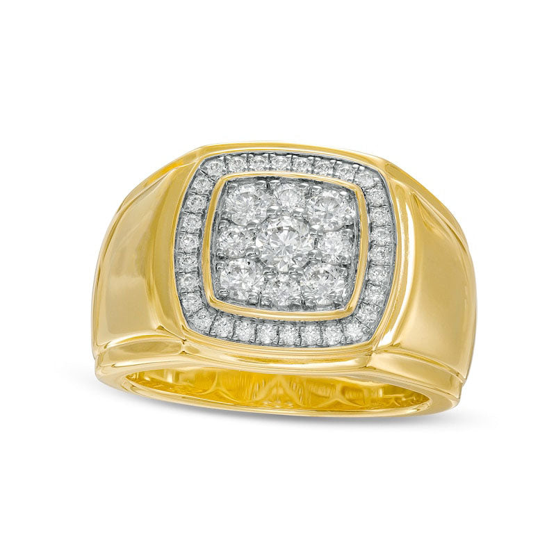 Image of ID 1 Men's 10 CT TW Certified Lab-Created Diamond Cushion Frame Ring in Solid 14K Gold (F/SI2)