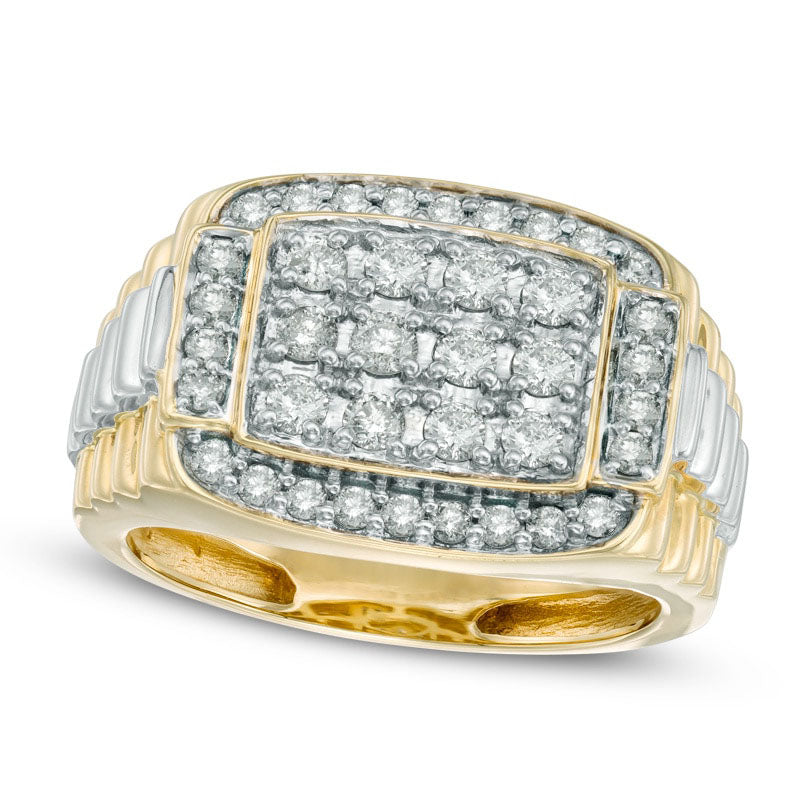 Image of ID 1 Men's 10 CT TW Natural Diamond Rectangular Anniversary Ring in Solid 10K Two-Tone Gold