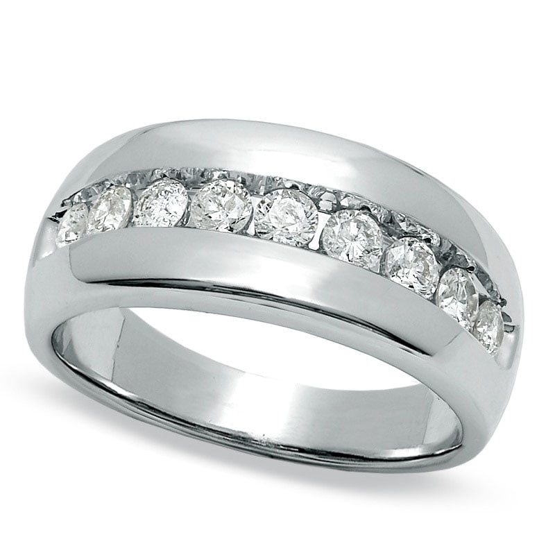 Image of ID 1 Men's 10 CT TW Natural Diamond Wedding Band in Solid 14K White Gold