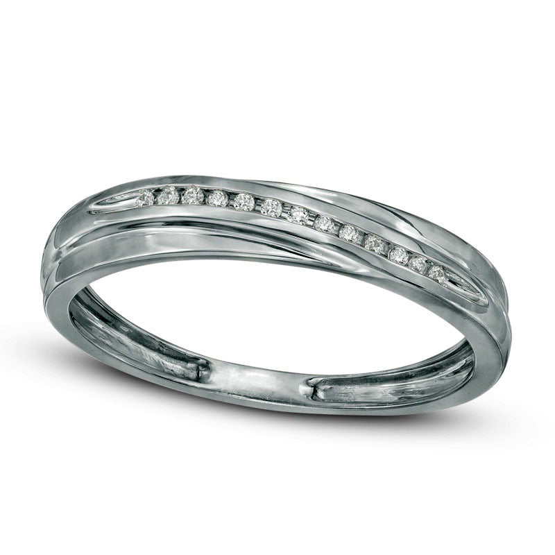 Image of ID 1 Men's 1/20 Natural Diamond Slant Wedding Band in Solid 10K White Gold
