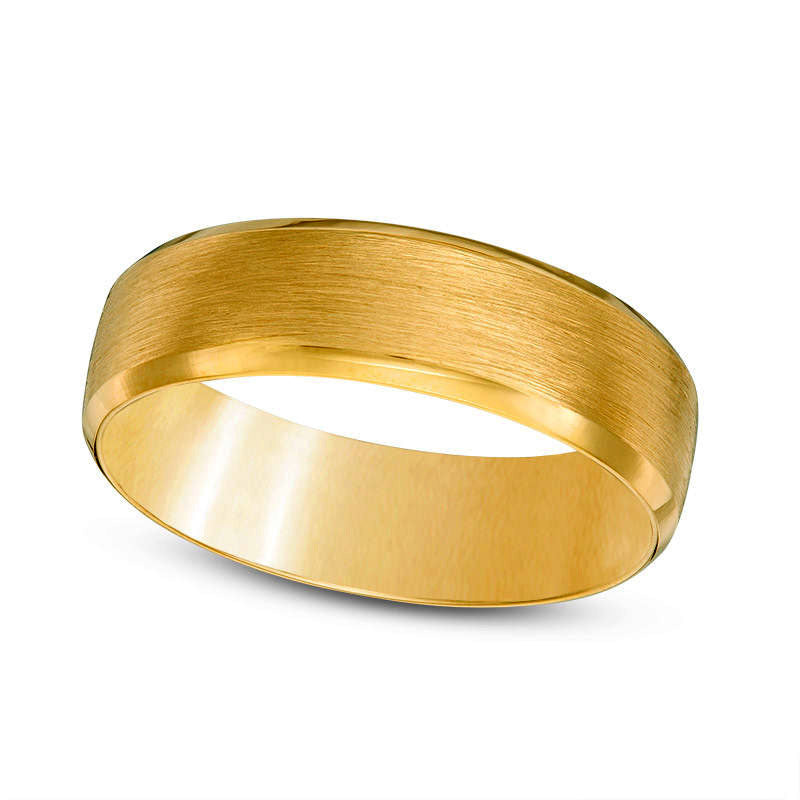 Image of ID 1 Men's 60mm Comfort Fit Brushed Center Wedding Band in Solid 10K Yellow Gold - Size 105
