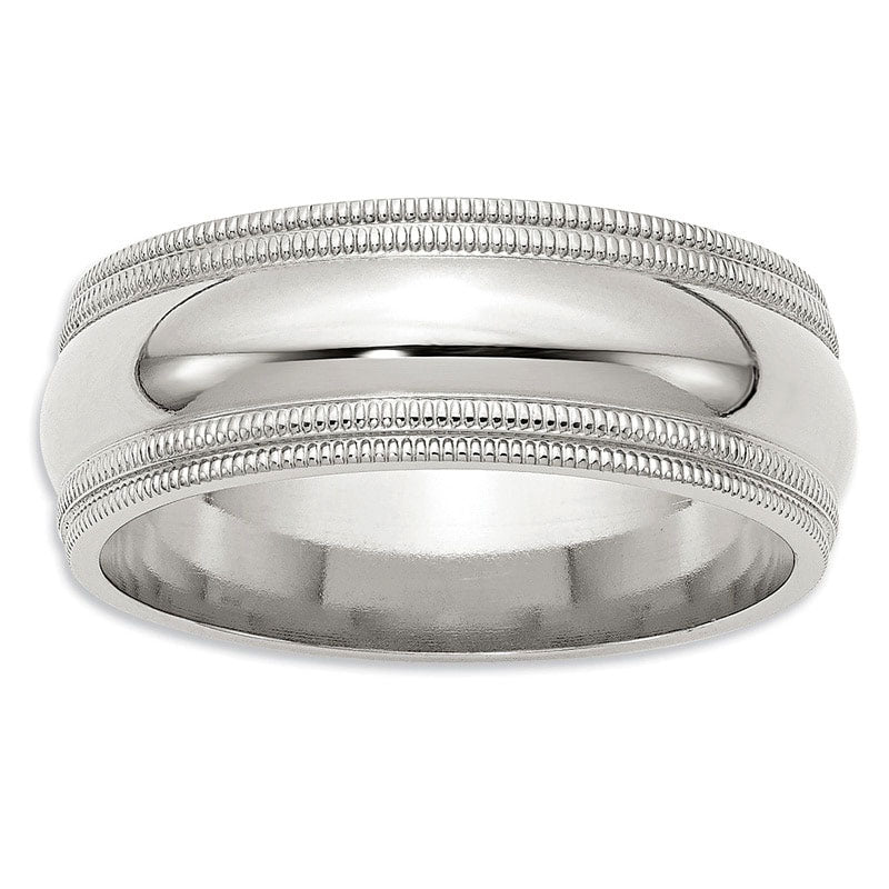 Image of ID 1 Men's 80mm Comfort Fit Double Row Milgrain Wedding Band in Sterling Silver