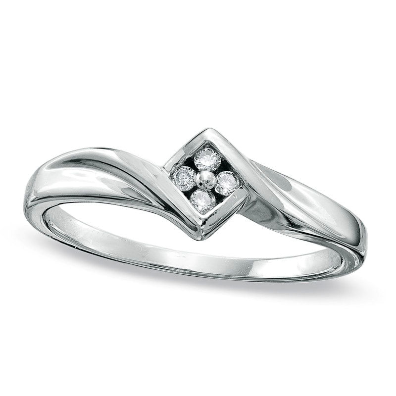 Image of ID 1 Natural Diamond Accent Ballpark Bypass Promise Ring in Solid 10K White Gold