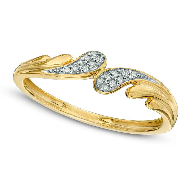 Image of ID 1 Natural Diamond Accent Bypass Ring in Solid 10K Yellow Gold