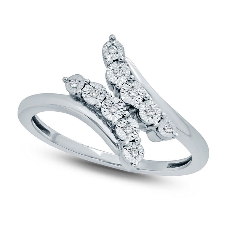 Image of ID 1 Natural Diamond Accent Bypass Ring in Sterling Silver