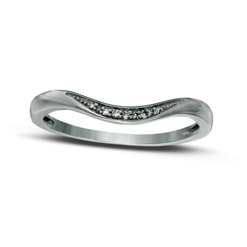 Image of ID 1 Natural Diamond Accent Contour Wedding Band in Sterling Silver