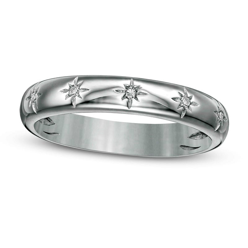 Image of ID 1 Natural Diamond Accent North Star Band in Solid 10K White Gold