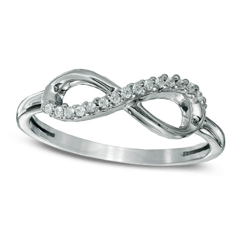 Image of ID 1 Natural Diamond Accent Sideways Infinity Midi Ring in Sterling Silver