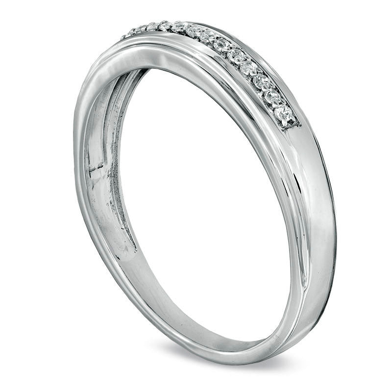 Image of ID 1 Natural Diamond Accent Wedding Band in Solid 10K White Gold