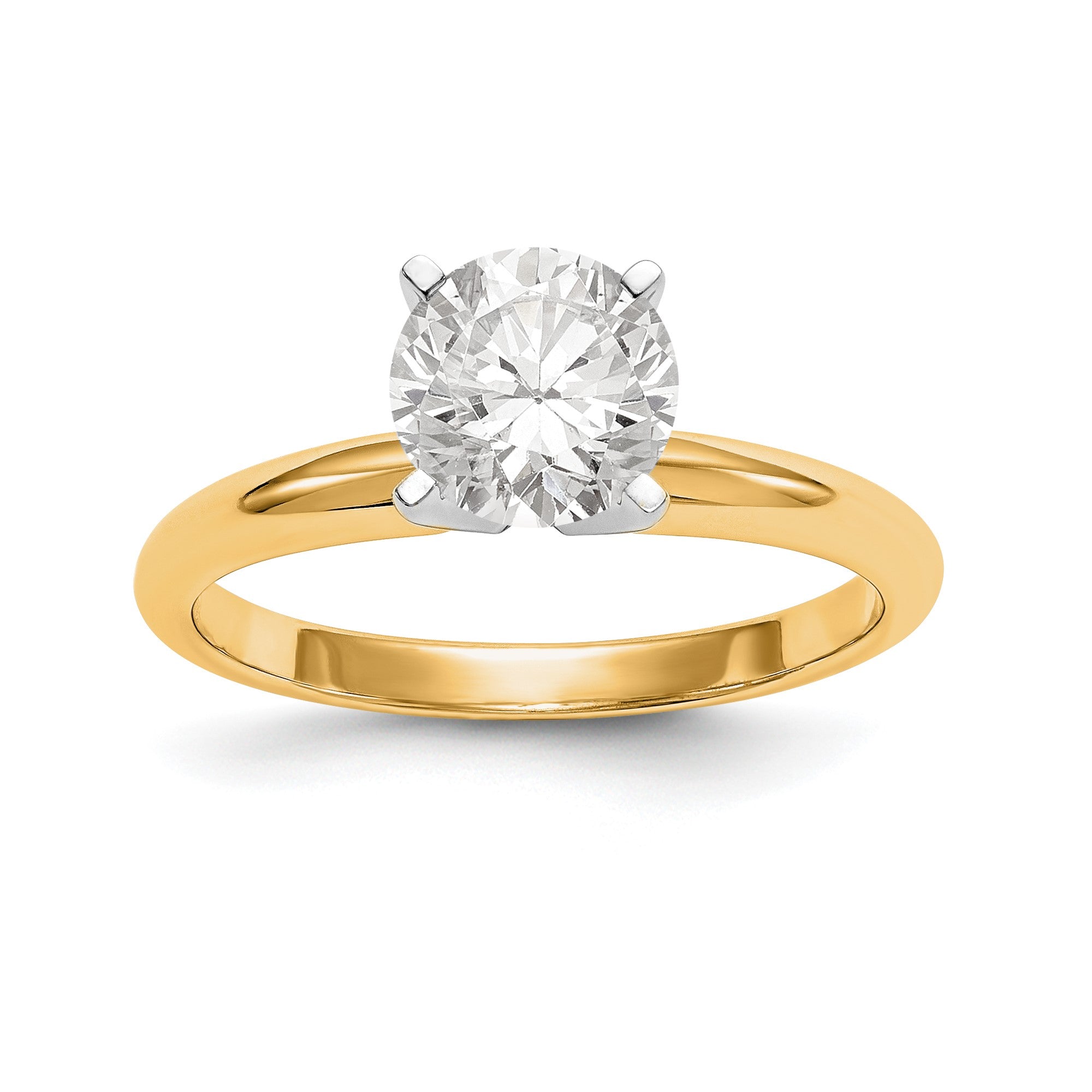 Image of ID 1 Natural Diamond Knife Edge Style Four Prong Solitaire Engagement Ring in 14K Yellow & White Gold