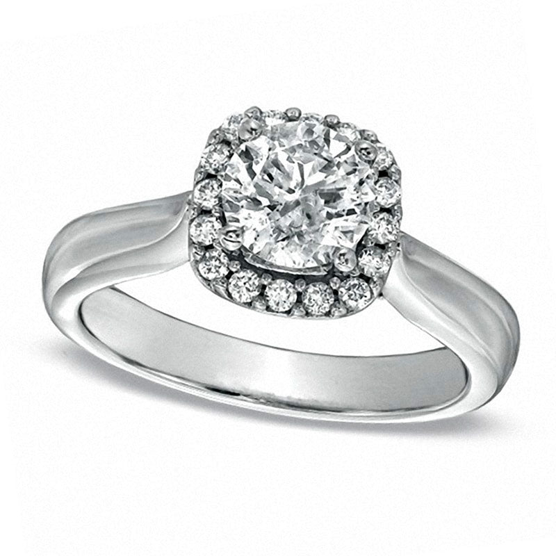 Image of ID 1 Previously Owned - 125 CT TW Natural Diamond Frame Engagement Ring in Solid 14K White Gold