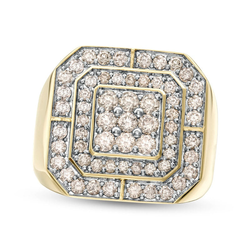 Image of ID 1 Previously Owned - Men's 20 CT TW Composite Natural Diamond Double Octagonal Frame Ring in Solid 10K Yellow Gold