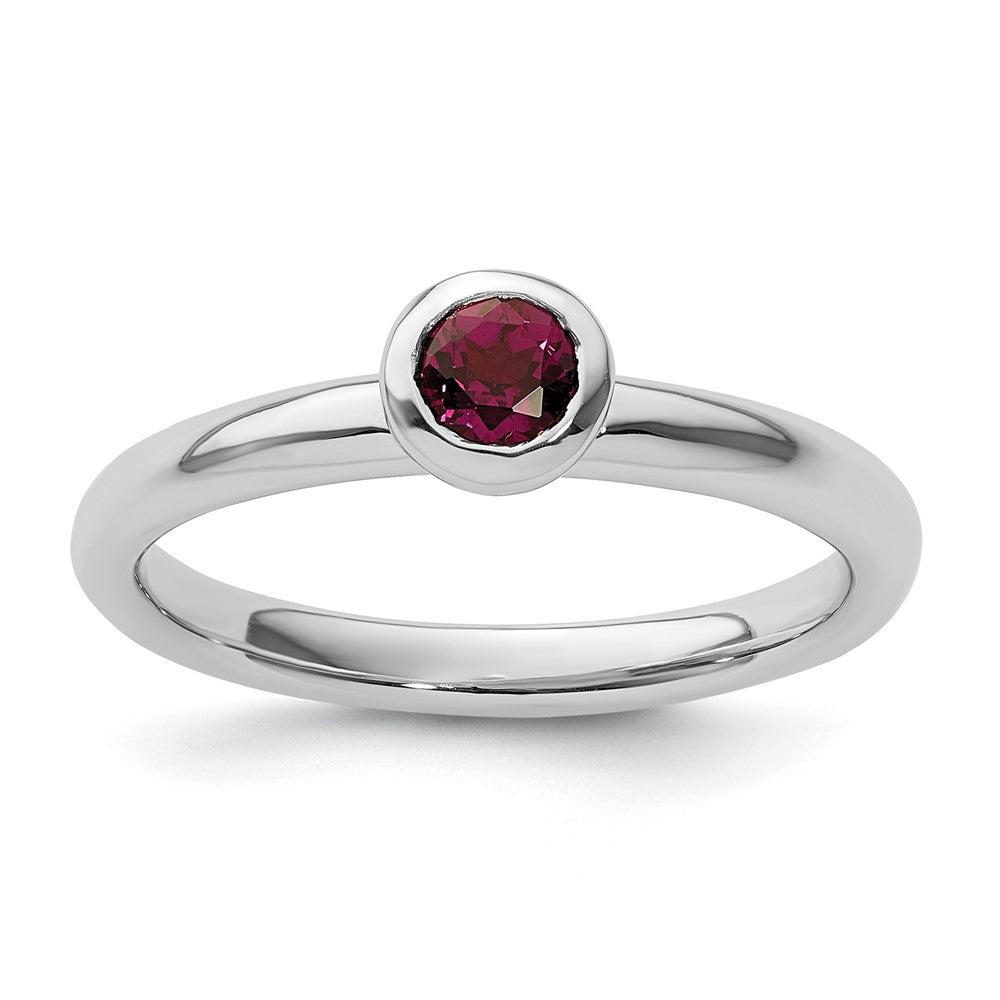 Image of ID 1 SS Stackable Expressions Low 4mm Round Rhodolite Garnet Ring
