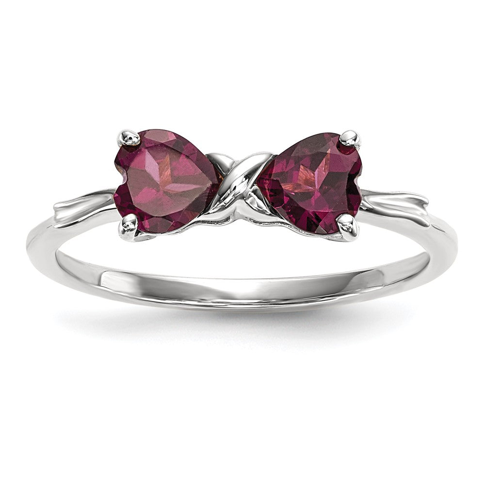 Image of ID 1 Solid 14k White Gold Polished Rhodolite Bow Ring