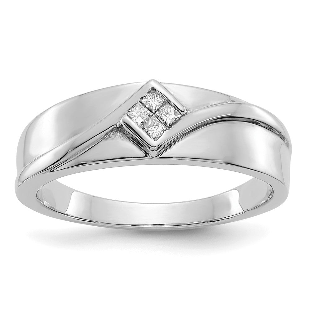 Image of ID 1 Solid 14k White Gold Simulated CZ Mens Ring