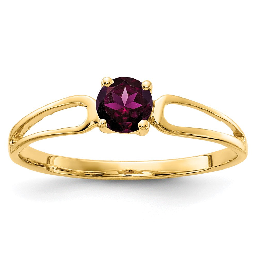 Image of ID 1 Solid 14k Yellow Gold 4mm Rhodolite Simulated Garnet Ring