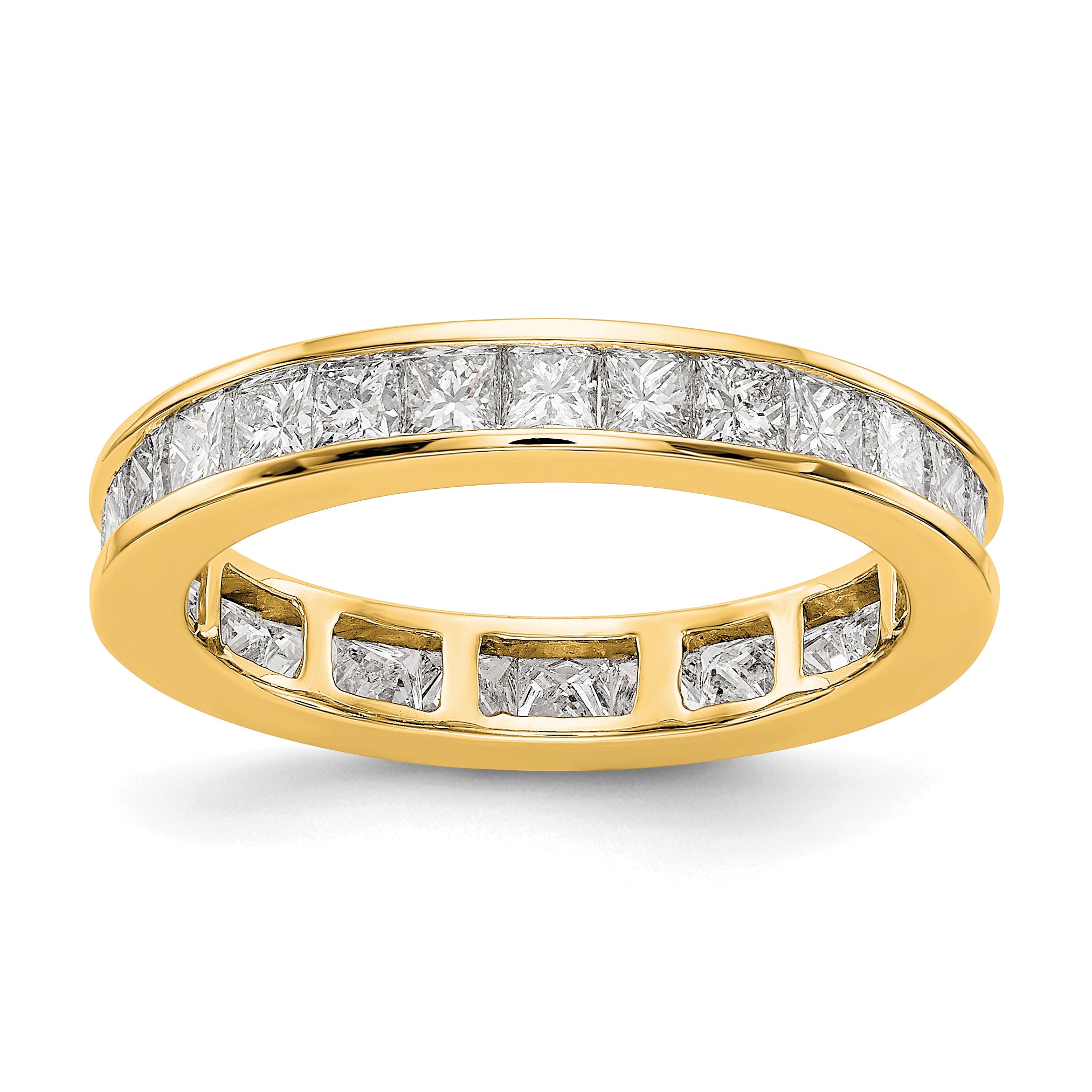 Image of ID 1 Solid Real 14k Polished 2ct Princess Channel Set CZ Eternity Wedding Band Ring