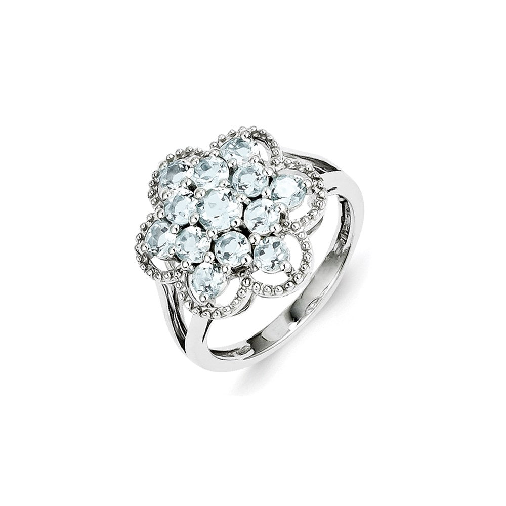 Image of ID 1 Sterling Silver Aquamarine Flower Ring