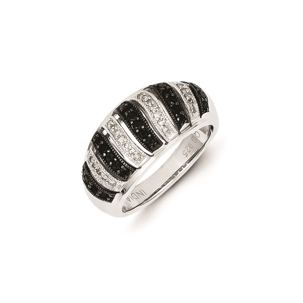 Image of ID 1 Sterling Silver Black Diamond Fancy Swirl Design Ring