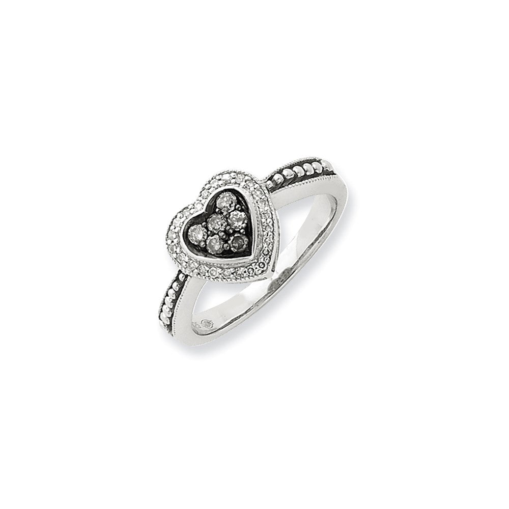 Image of ID 1 Sterling Silver Black & White Diamond Heart Ring