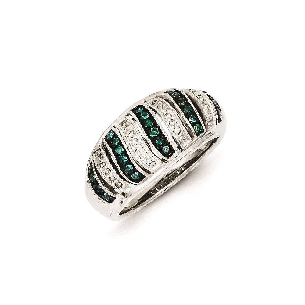 Image of ID 1 Sterling Silver Blue Diamond Fancy Swirl Design Ring