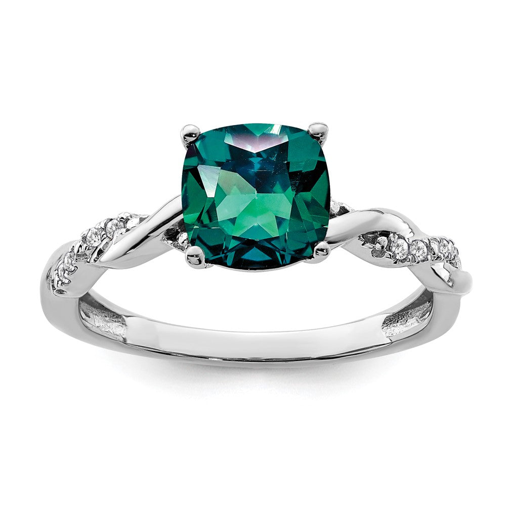 Image of ID 1 Sterling Silver Created Alexandrite and Diamond Ring