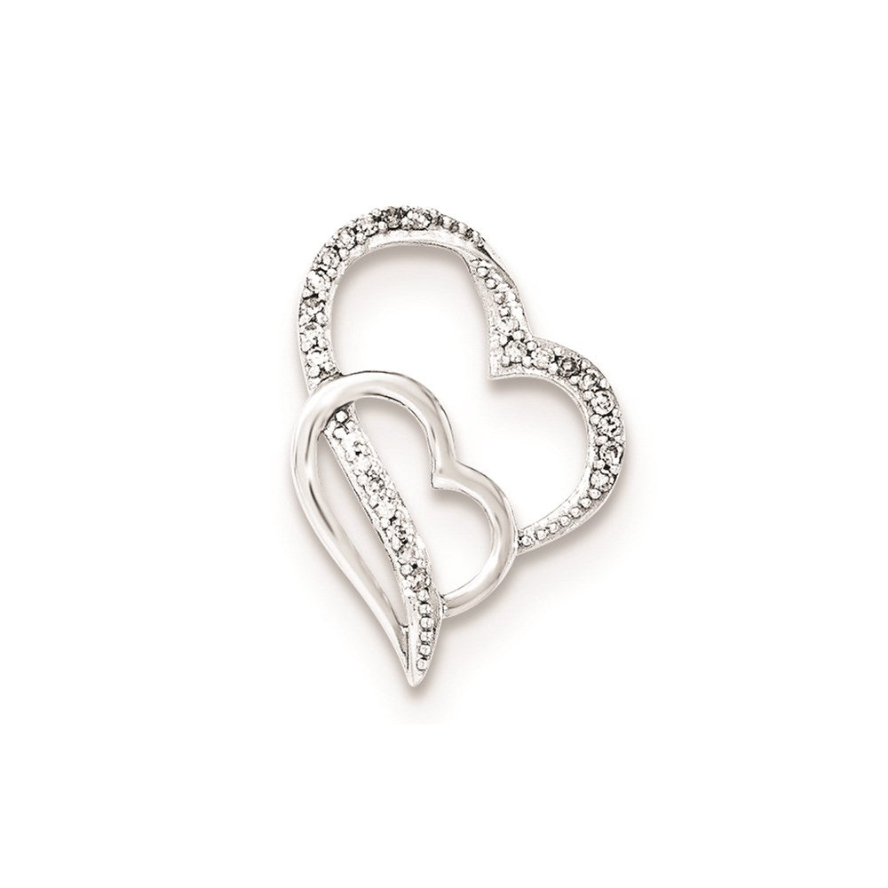 Image of ID 1 Sterling Silver Diamond Double Heart Slide Pendant