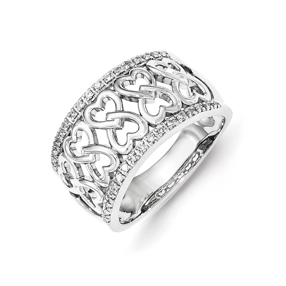Image of ID 1 Sterling Silver Diamond Hearts Ring
