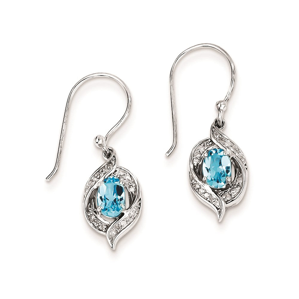 Image of ID 1 Sterling Silver Diamond & Light Swiss Blue Topaz Earrings