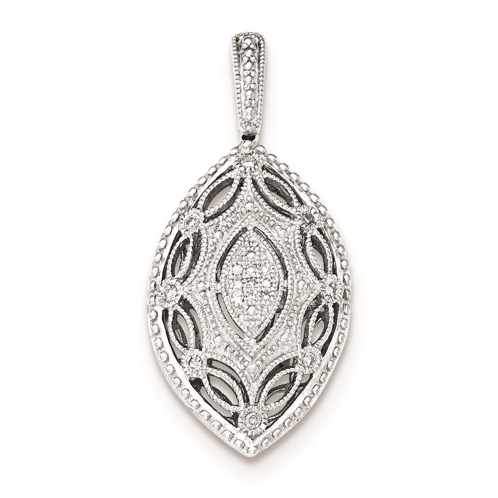 Image of ID 1 Sterling Silver Diamond Marquise-shaped Filigree Pendant