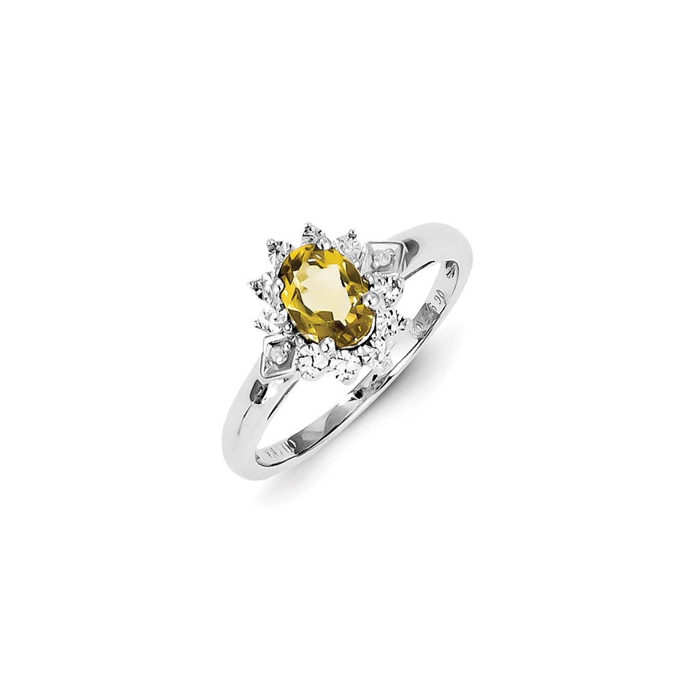 Image of ID 1 Sterling Silver Diamond & Whiskey Quartz Ring