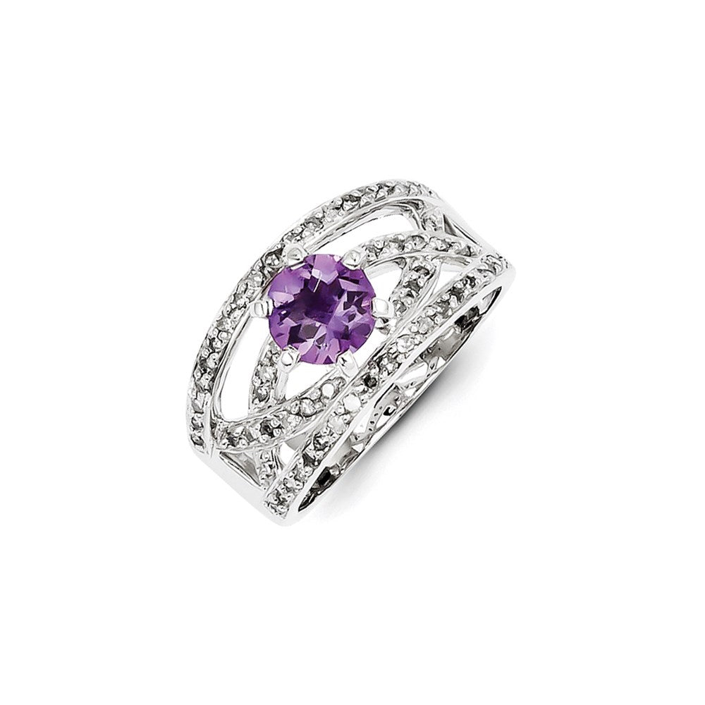 Image of ID 1 Sterling Silver Diamond and Amethyst Ring