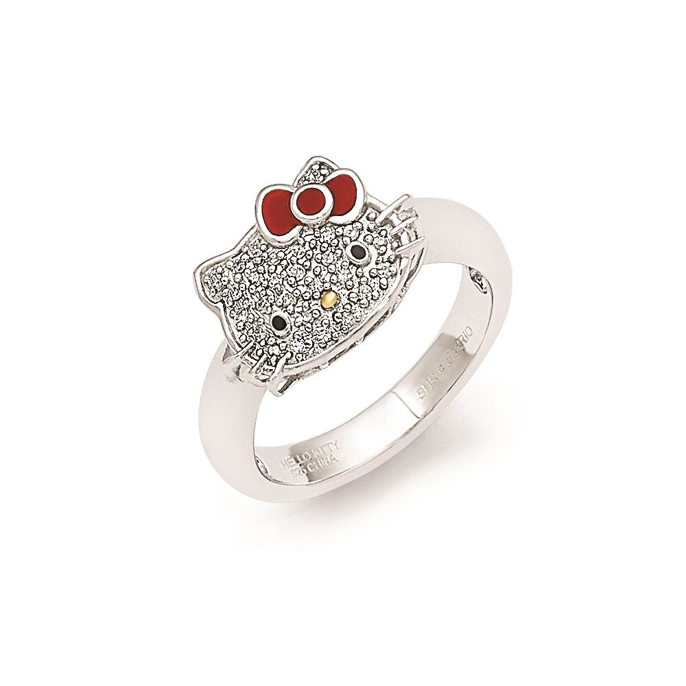 Image of ID 1 Sterling Silver Hello Kitty Diamond Collection Red Enamel Accent Ring