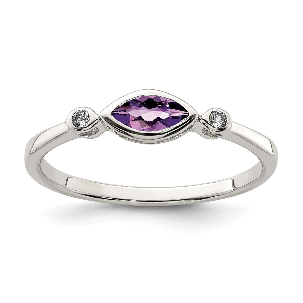 Image of ID 1 Sterling Silver Polished Amethyst and White Topaz Ring