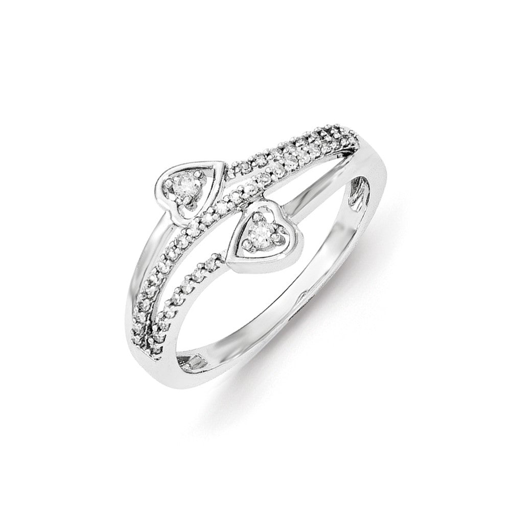 Image of ID 1 Sterling Silver Polished Diamond Hearts Ring