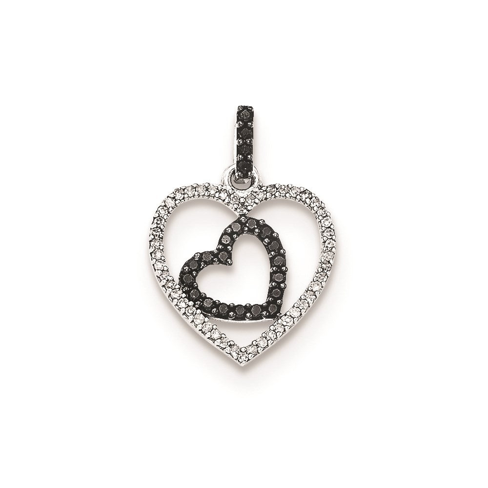 Image of ID 1 Sterling Silver Polished Diamond/Black Diamond Pendant