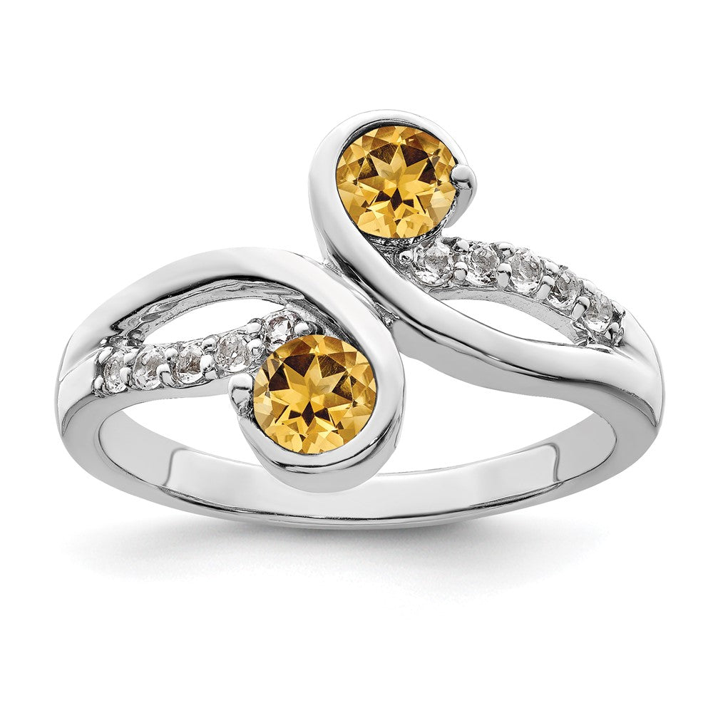 Image of ID 1 Sterling Silver Rhod-plated 60tw Citrine & White Topaz Swirl Ring