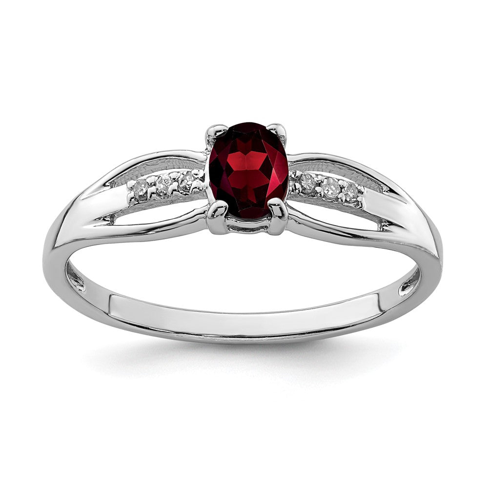 Image of ID 1 Sterling Silver Rhod-plated Diamond Garnet Ring