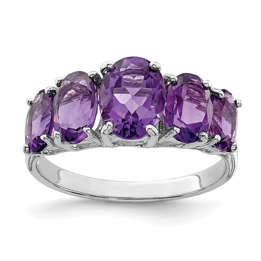 Image of ID 1 Sterling Silver Rhodium Amethyst Ring