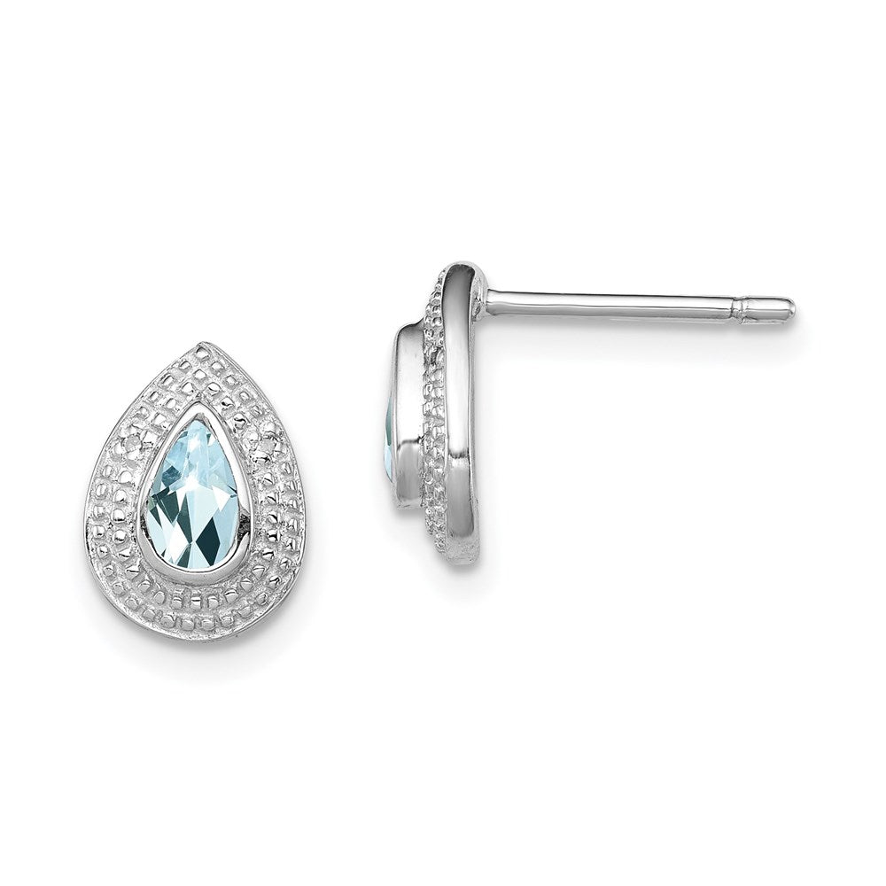 Image of ID 1 Sterling Silver Rhodium Aqua & Diamond Post Earrings