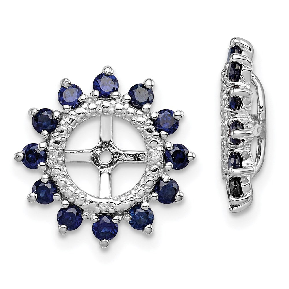 Image of ID 1 Sterling Silver Rhodium Diamond & Created Sapphire Earring Jacket