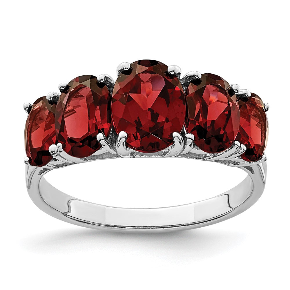 Image of ID 1 Sterling Silver Rhodium Garnet Ring