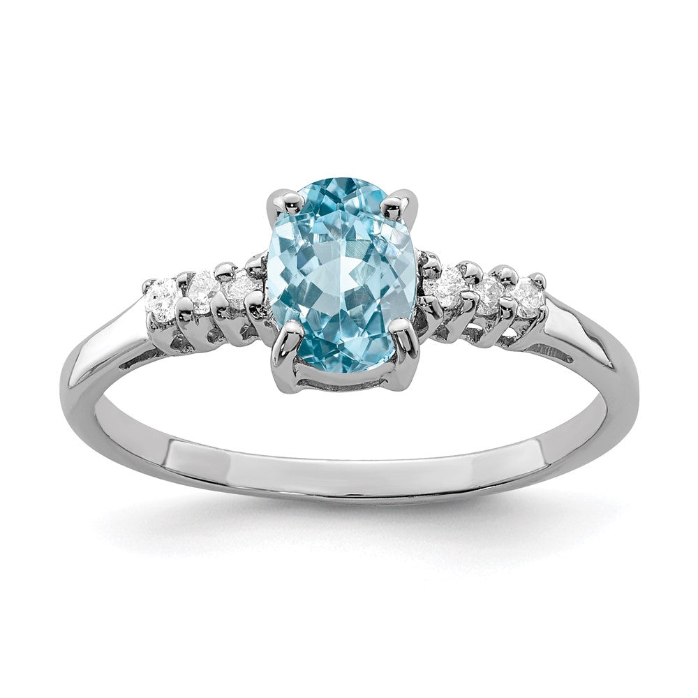 Image of ID 1 Sterling Silver Rhodium Light Swiss Blue Topaz & Diamond Ring