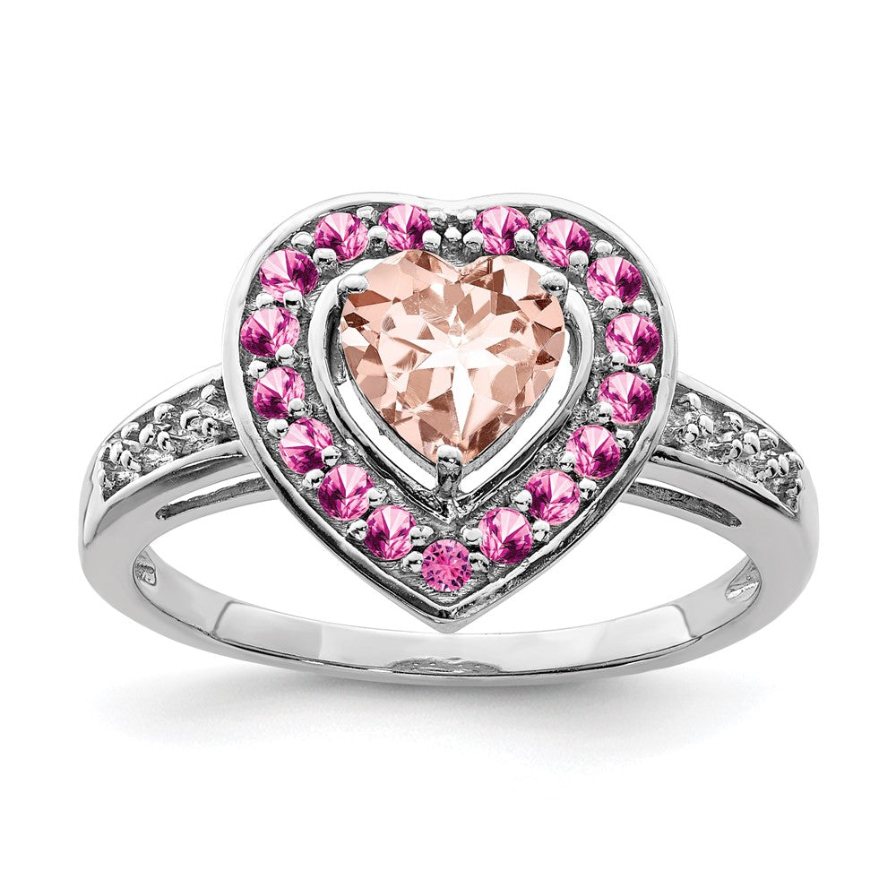 Image of ID 1 Sterling Silver Rhodium Morganite Heart Ring