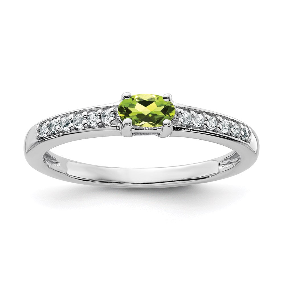 Image of ID 1 Sterling Silver Rhodium Peridot and White Topaz Ring