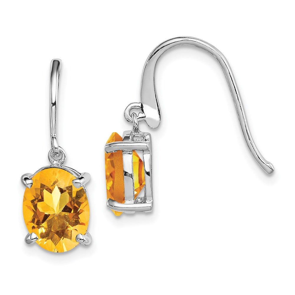 Image of ID 1 Sterling Silver Rhodium Plated Citrine Wire Earrings