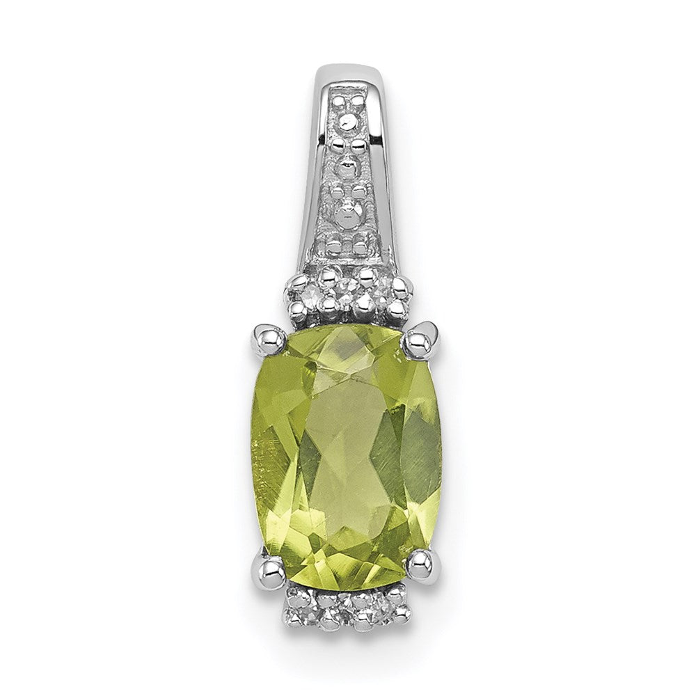 Image of ID 1 Sterling Silver Rhodium Plated Diamond & Peridot Pendant