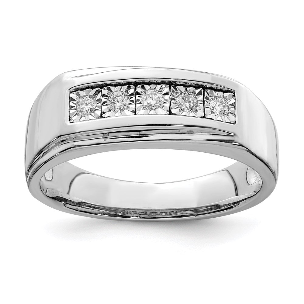 Image of ID 1 Sterling Silver Rhodium Plated Men's Polished Diamond Ring